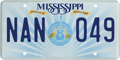 MS license plate NAN049