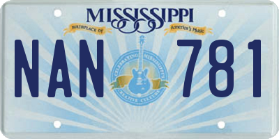 MS license plate NAN781