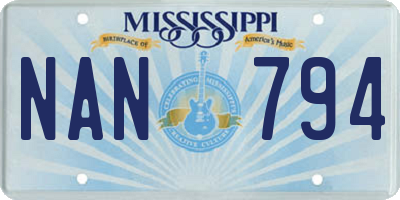 MS license plate NAN794