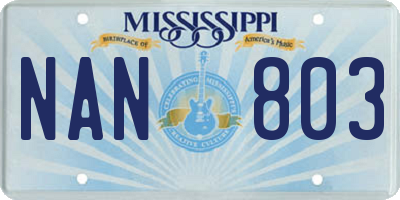 MS license plate NAN803