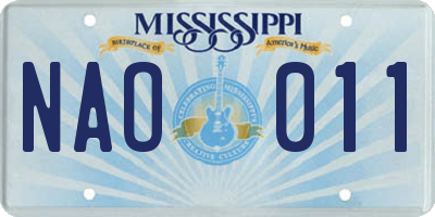 MS license plate NAO011