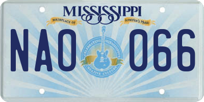 MS license plate NAO066