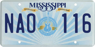 MS license plate NAO116