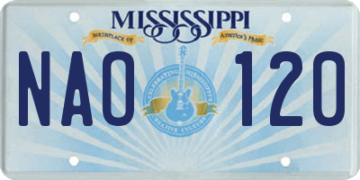 MS license plate NAO120