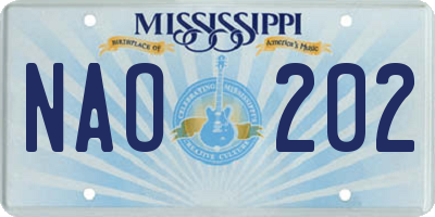 MS license plate NAO202