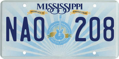 MS license plate NAO208