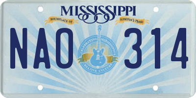 MS license plate NAO314