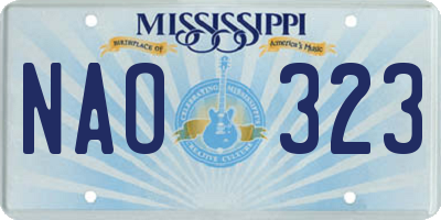 MS license plate NAO323