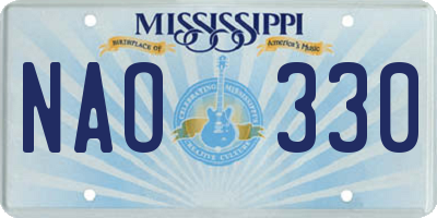 MS license plate NAO330
