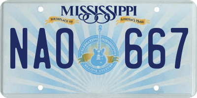 MS license plate NAO667