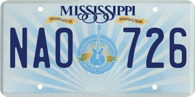 MS license plate NAO726