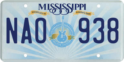 MS license plate NAO938