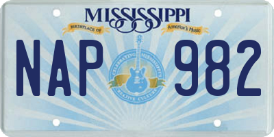 MS license plate NAP982