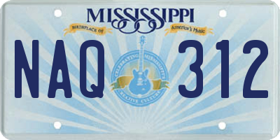 MS license plate NAQ312