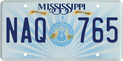 MS license plate NAQ765