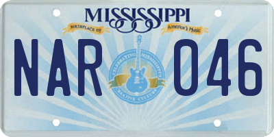 MS license plate NAR046