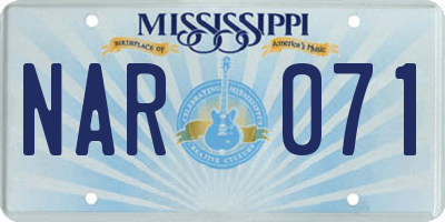MS license plate NAR071