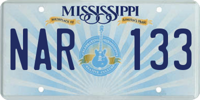 MS license plate NAR133
