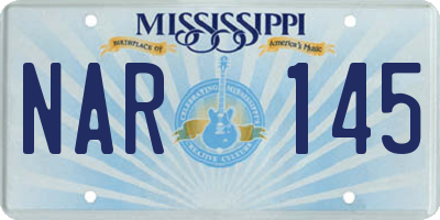 MS license plate NAR145