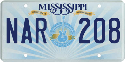 MS license plate NAR208