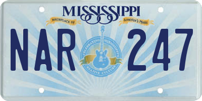 MS license plate NAR247
