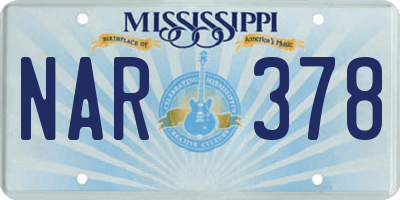 MS license plate NAR378