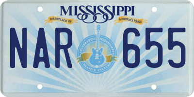 MS license plate NAR655