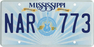 MS license plate NAR773