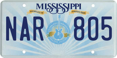 MS license plate NAR805