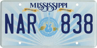 MS license plate NAR838