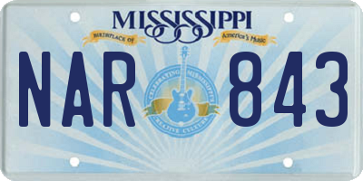 MS license plate NAR843