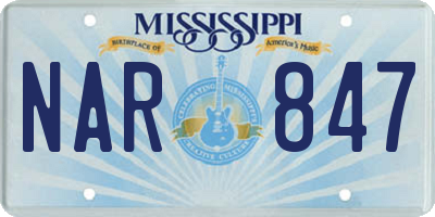 MS license plate NAR847