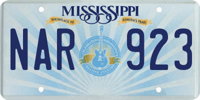 MS license plate NAR923