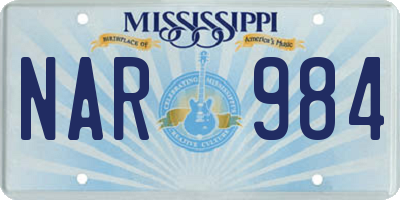 MS license plate NAR984