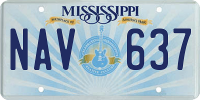 MS license plate NAV637