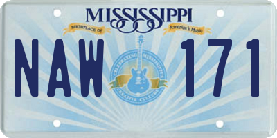 MS license plate NAW171