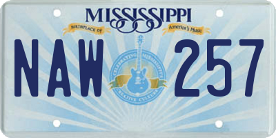 MS license plate NAW257