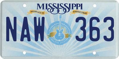 MS license plate NAW363
