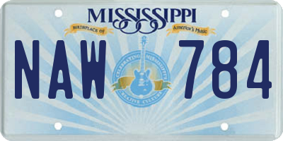 MS license plate NAW784