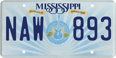 MS license plate NAW893