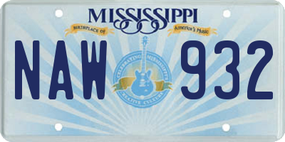 MS license plate NAW932