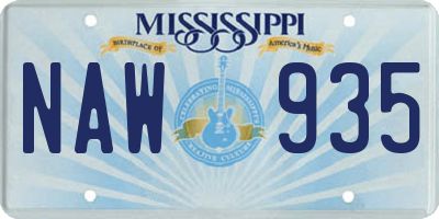 MS license plate NAW935