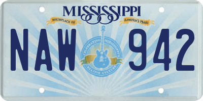 MS license plate NAW942