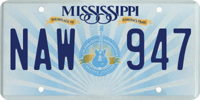 MS license plate NAW947