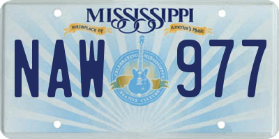 MS license plate NAW977
