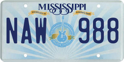 MS license plate NAW988