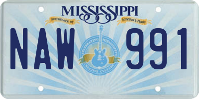 MS license plate NAW991