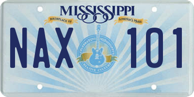 MS license plate NAX101