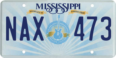 MS license plate NAX473