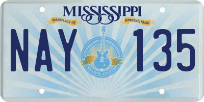 MS license plate NAY135